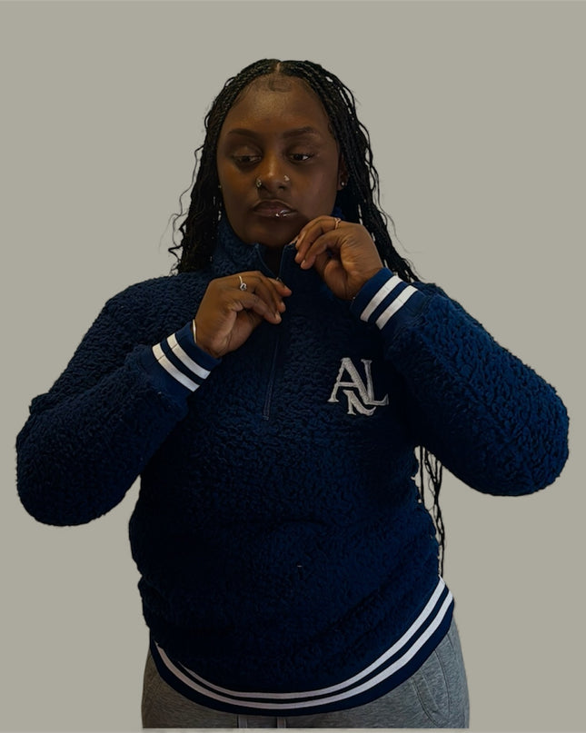 AriNiyla Leisure Varsity Sherpa Quarter-Zip Women Pullover