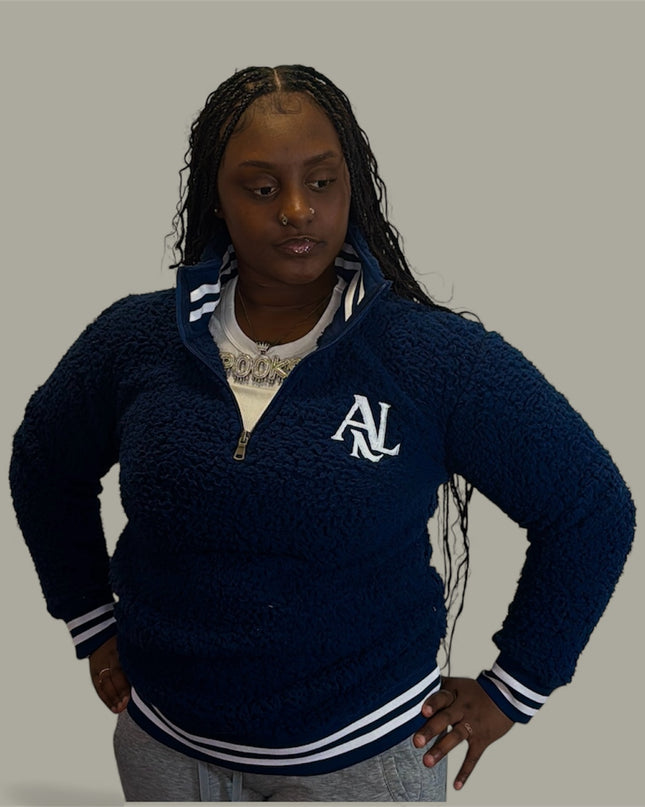 AriNiyla Leisure Varsity Sherpa Quarter-Zip Women Pullover