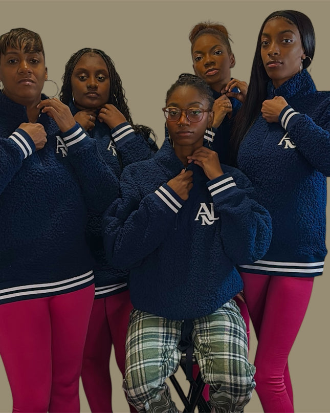 AriNiyla Leisure Varsity Sherpa Quarter-Zip Women Pullover