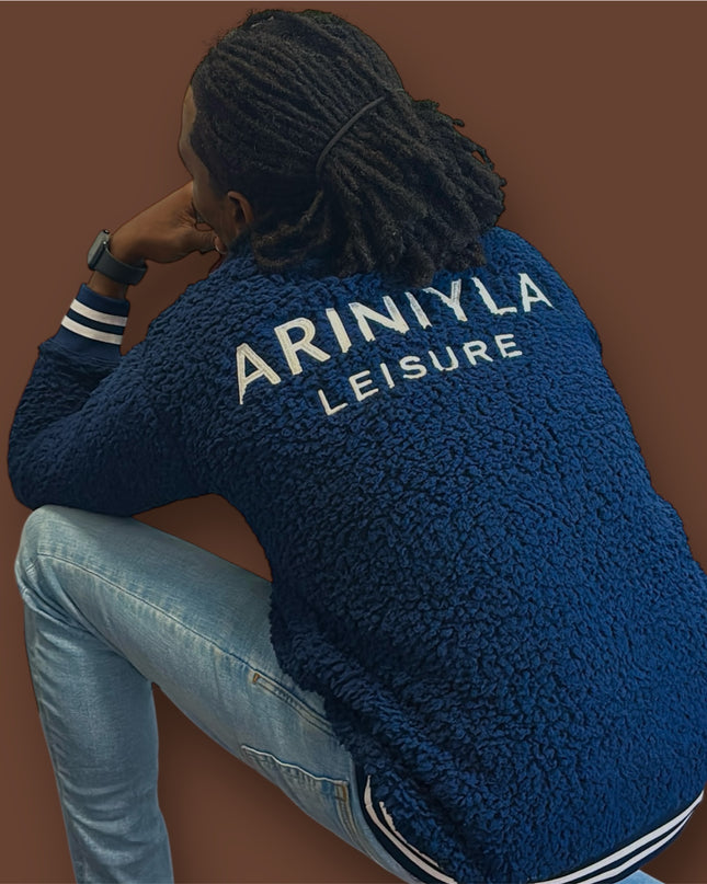 Unisex Varsity Sherpa Quarter-Zip Men Pullover Navy