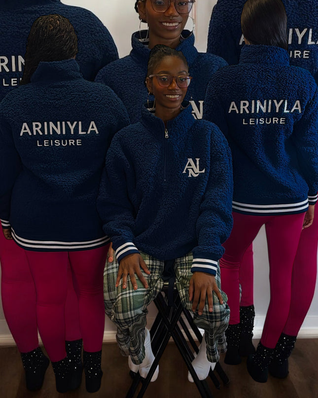 AriNiyla Leisure Varsity Sherpa Quarter-Zip Women Pullover