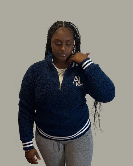 AriNiyla Leisure Varsity Sherpa Quarter-Zip Women Pullover