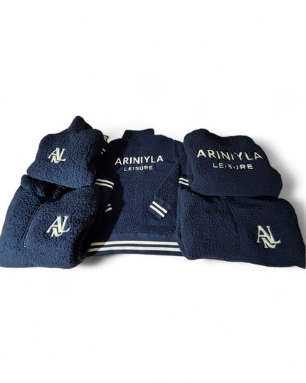Unisex Varsity Sherpa Quarter-Zip Pullover Navy