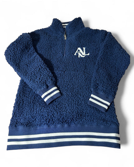 Unisex Varsity Sherpa Quarter-Zip Pullover Navy
