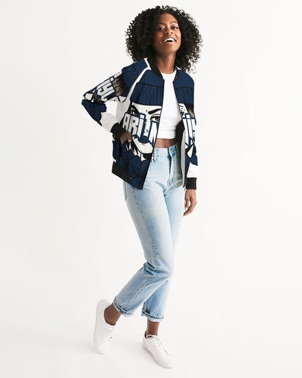 AriNiyla Dark Blue Logo Women Bomber Jacket