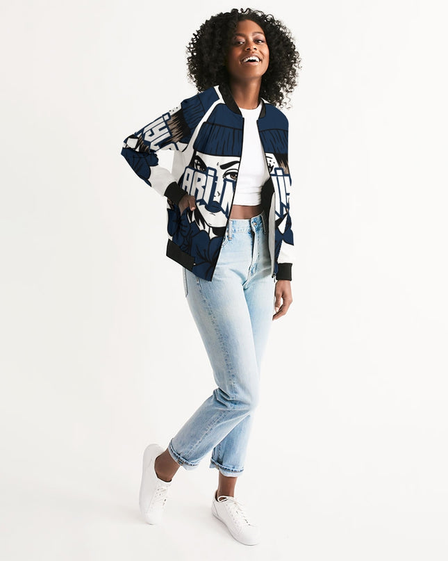 AriNiyla Dark Blue Logo Women Bomber Jacket