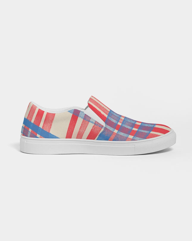 AriNiyla red Blue Plaid Women's Slip-On Shoe