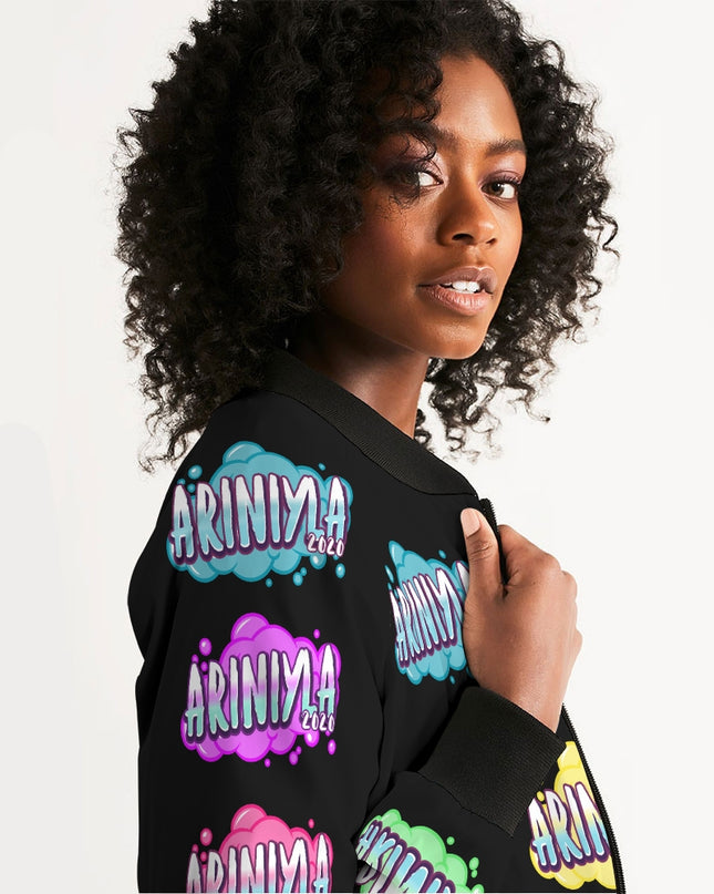 AriNiyla Multi Black Tagged Bomber jacket Women's Bomber Jacket