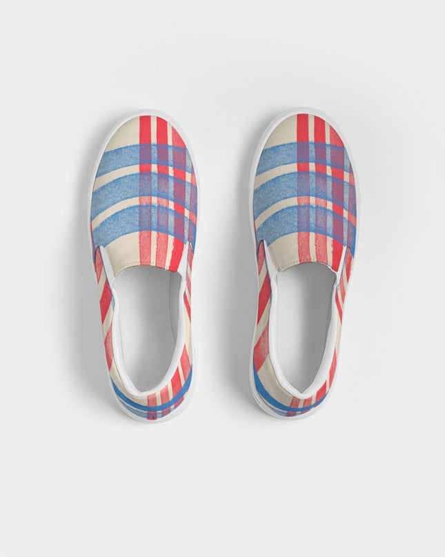 AriNiyla red Blue Plaid Women's Slip-On Shoe
