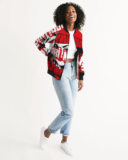 AriNiyla Red Logo Women Bomber Jacket