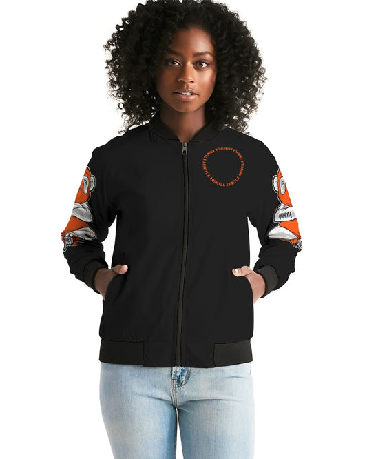 AriNiyla 2 Sleeve Orange Panda Women's Bomber Jacket