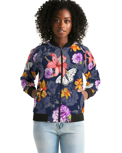 AriNiyla Flowers Butterflies Women's Bomber Jacket