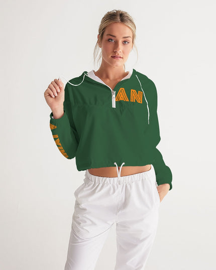 AriNiyla Boston Green Pullover Women's Cropped Windbreaker Jacket