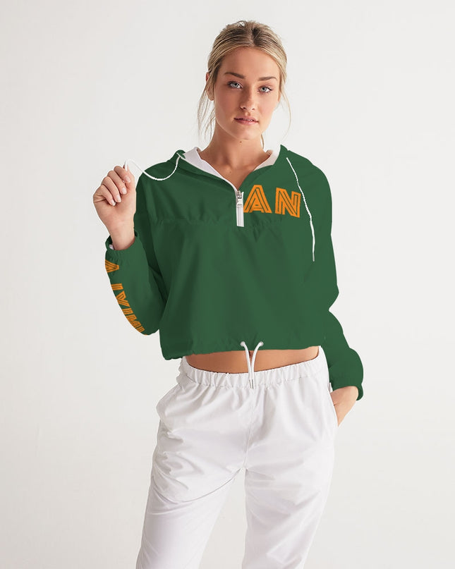 AriNiyla Boston Green Pullover Women's Cropped Windbreaker Jacket