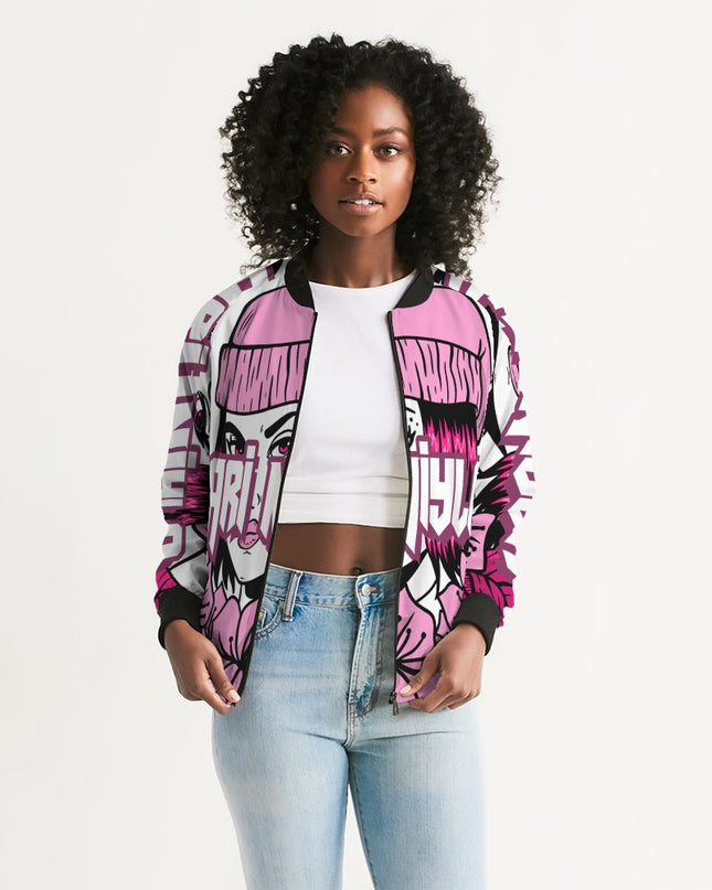 AriNiyla Soft Pink Logo Women's Bomber Jacket
