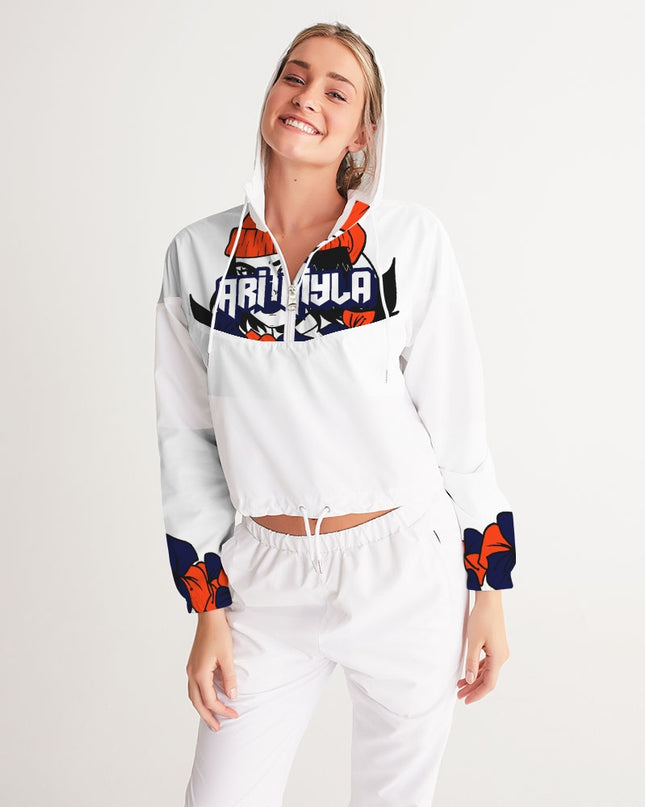 AriNiyla Orange Logo Pullover Women's Cropped Windbreaker jacket