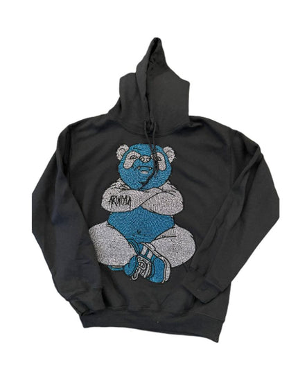 AriNiyla the Brand Panda Blinged Out Black Hoodie Men and Women