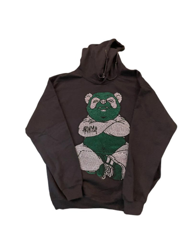 AriNiyla the Brand Panda Blinged Out Black Hoodie Men and Women