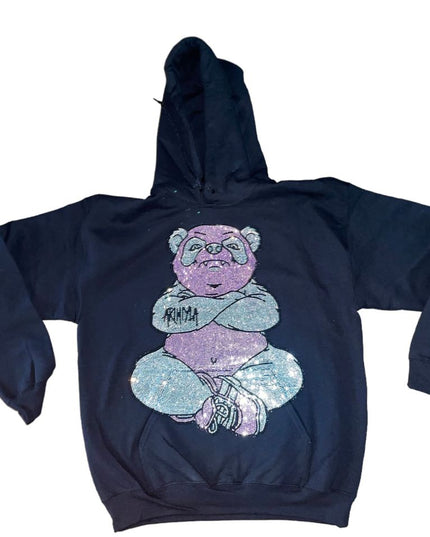 AriNiyla the Brand Panda Blinged Out Black Hoodie Men and Women