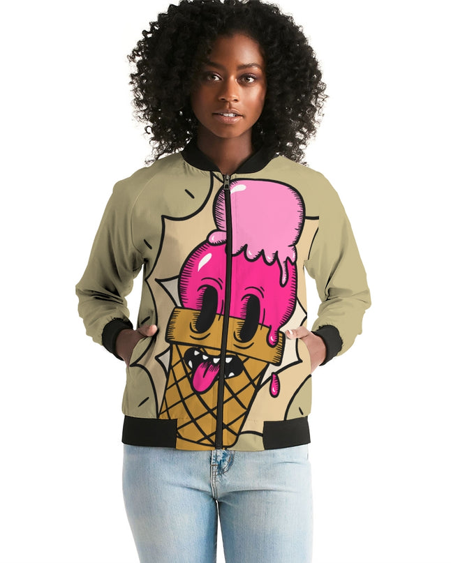 AriNiyla Khaki Ice Cream Women's Bomber Jacket