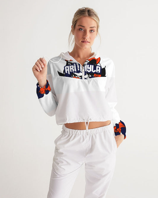 AriNiyla Orange Logo Pullover Women's Cropped Windbreaker jacket