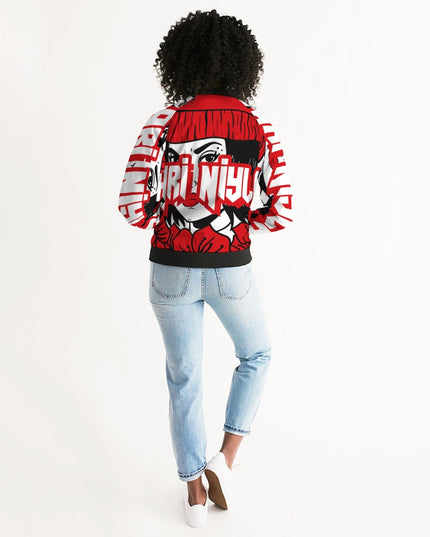 AriNiyla Red Logo Women Bomber Jacket