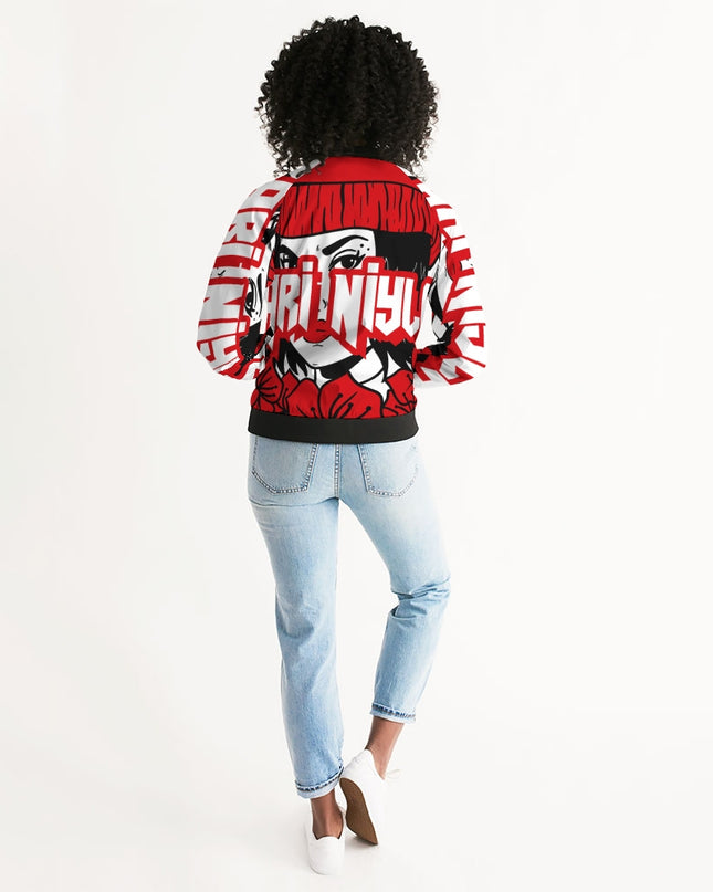 AriNiyla Red Logo Women Bomber Jacket