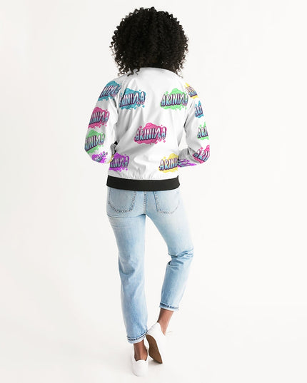 AriNiyla Multi White Tagged Bomber Jacket Women's Bomber Jacket