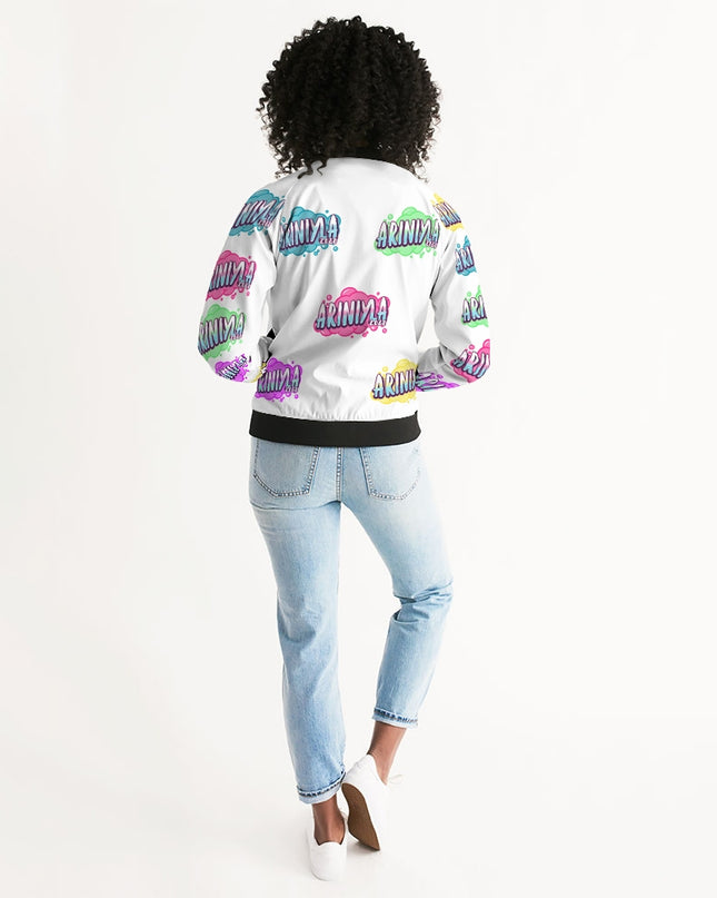 AriNiyla Multi White Tagged Bomber Jacket Women's Bomber Jacket