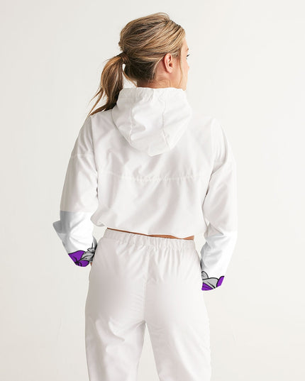 AriNiyla Purple Logo Women's Pullover Cropped Windbreaker Jacket