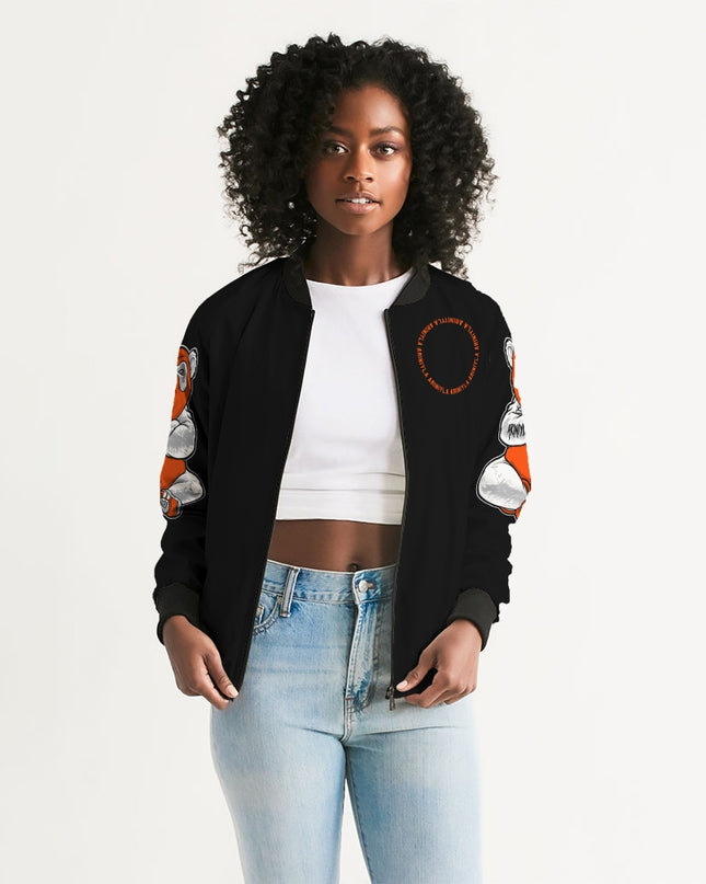AriNiyla 2 Sleeve Orange Panda Women's Bomber Jacket