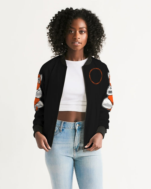 AriNiyla 2 Sleeve Orange Panda Women's Bomber Jacket