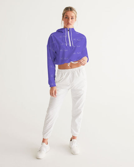 AriNiyla Purple Allover Print Women's Cropped Pullover Windbreaker Jacket
