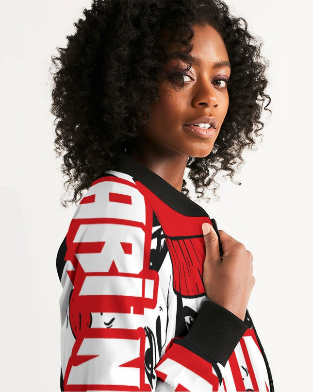 AriNiyla Red Logo Women Bomber Jacket