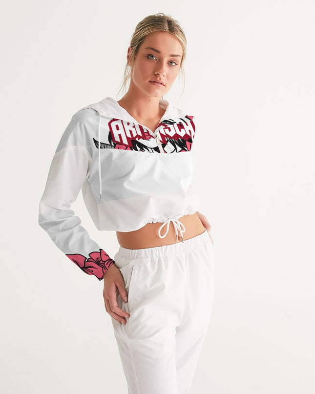 AriNiyla Pink Women's Pullover Cropped Windbreaker Jacket