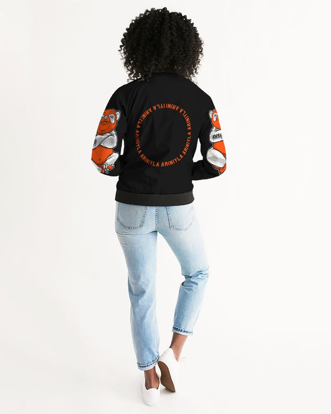AriNiyla 2 Sleeve Orange Panda Women's Bomber Jacket
