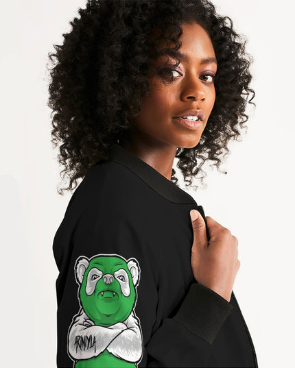 AriNiyla 2 Sleeve Green Panda Women's Bomber Jacket