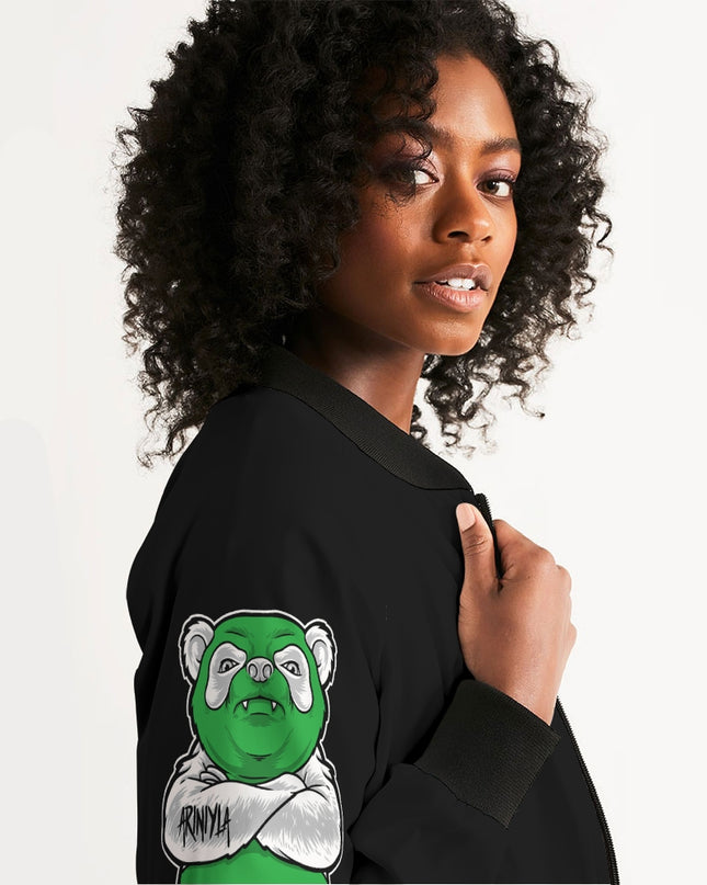 AriNiyla 2 Sleeve Green Panda Women's Bomber Jacket
