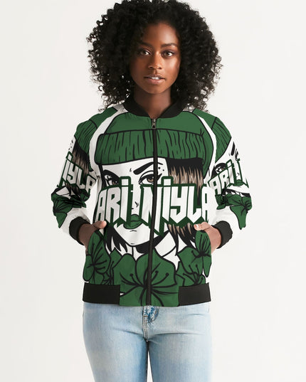 AriNiyla Green Logo Women Bomber Jacket