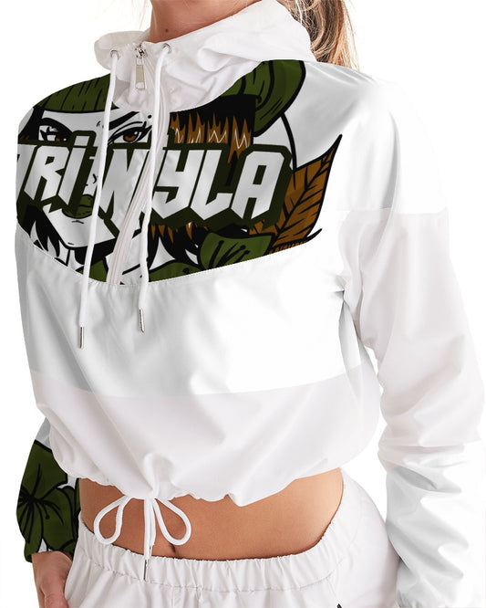 AriNiyla Green Women's Cropped Pullover Windbreaker Jacket