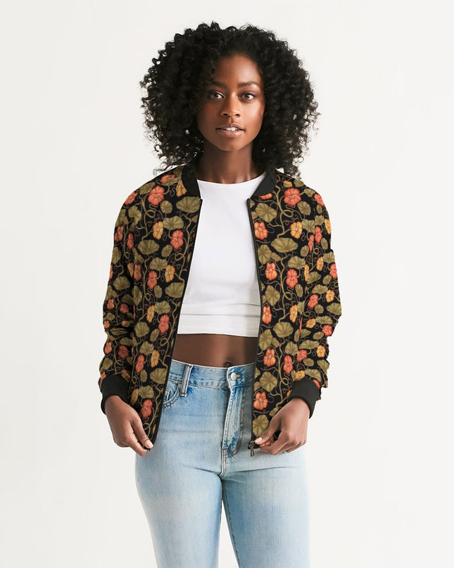 AriNiyla Flower Leaves Women's Bomber Jacket
