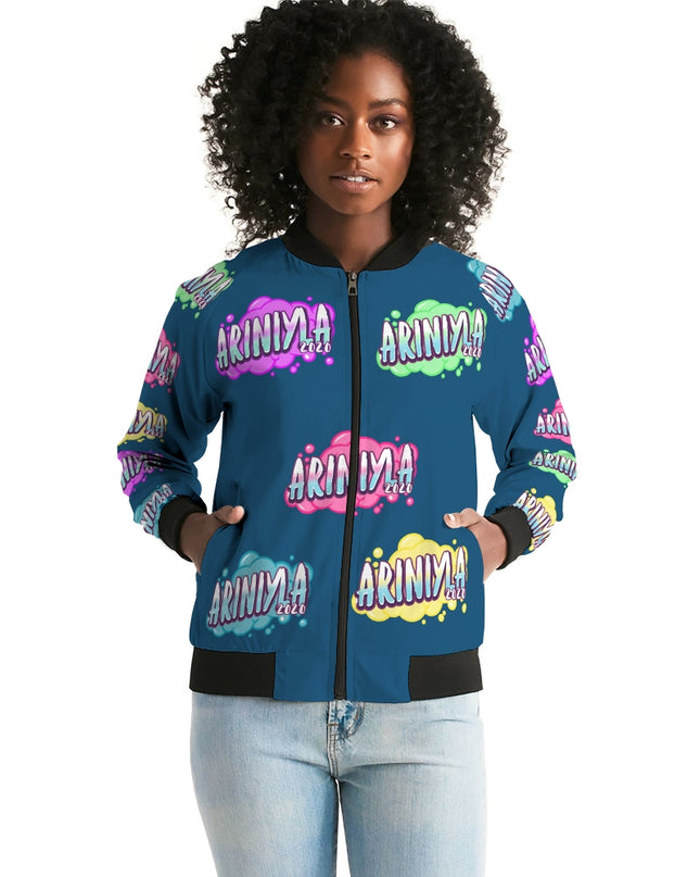 AriNiyla Multi Blue Tagged Bomber jacket Women's Bomber Jacket