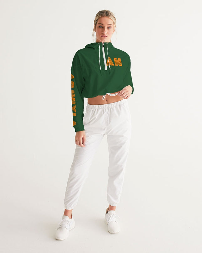 AriNiyla Boston Green Pullover Women's Cropped Windbreaker Jacket