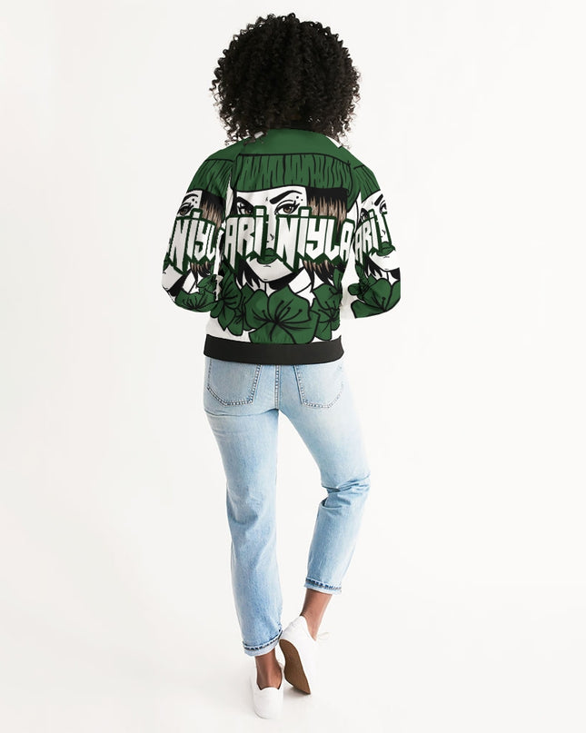 AriNiyla Green Logo Women Bomber Jacket