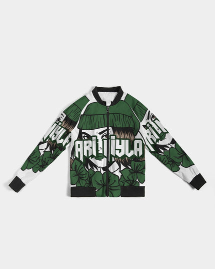 AriNiyla Green Logo Women Bomber Jacket