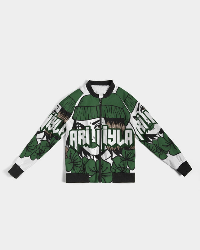 AriNiyla Green Logo Women Bomber Jacket