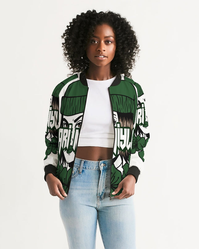 AriNiyla Green Logo Women Bomber Jacket