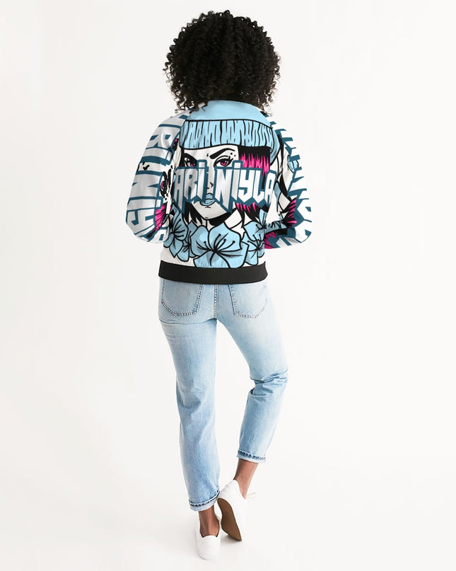 AriNiyla Soft Blue Logo Women's Bomber Jacket