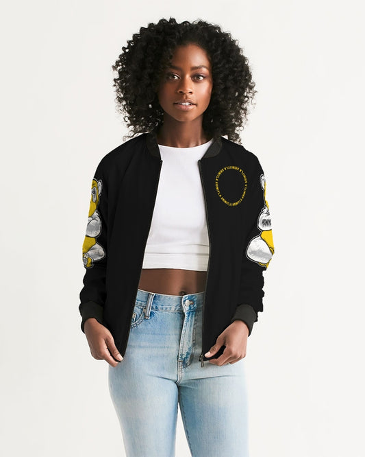 AriNiyla 2 Sleeve Yellow Panda Women's Bomber Jacket