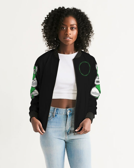 AriNiyla 2 Sleeve Green Panda Women's Bomber Jacket